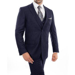 Men's 3-Piece Suit Set Slim-Fit, Navy Pick Stitch